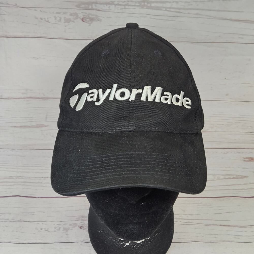 TaylorMade Golf Baseball Dad Hat Men's Adjustable OSFA Black Strapback Cotton